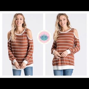 [Hailey&Co] Cold Shoulder Waffle Knot Top